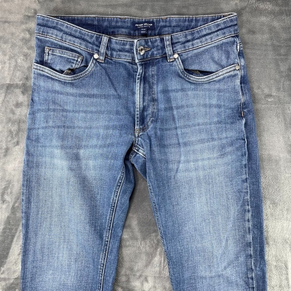 Peter Millar Crown Crafted Jeans Mens 33x30 (Fit 33x28) Blue Stretch Denim - Picture 2 of 11